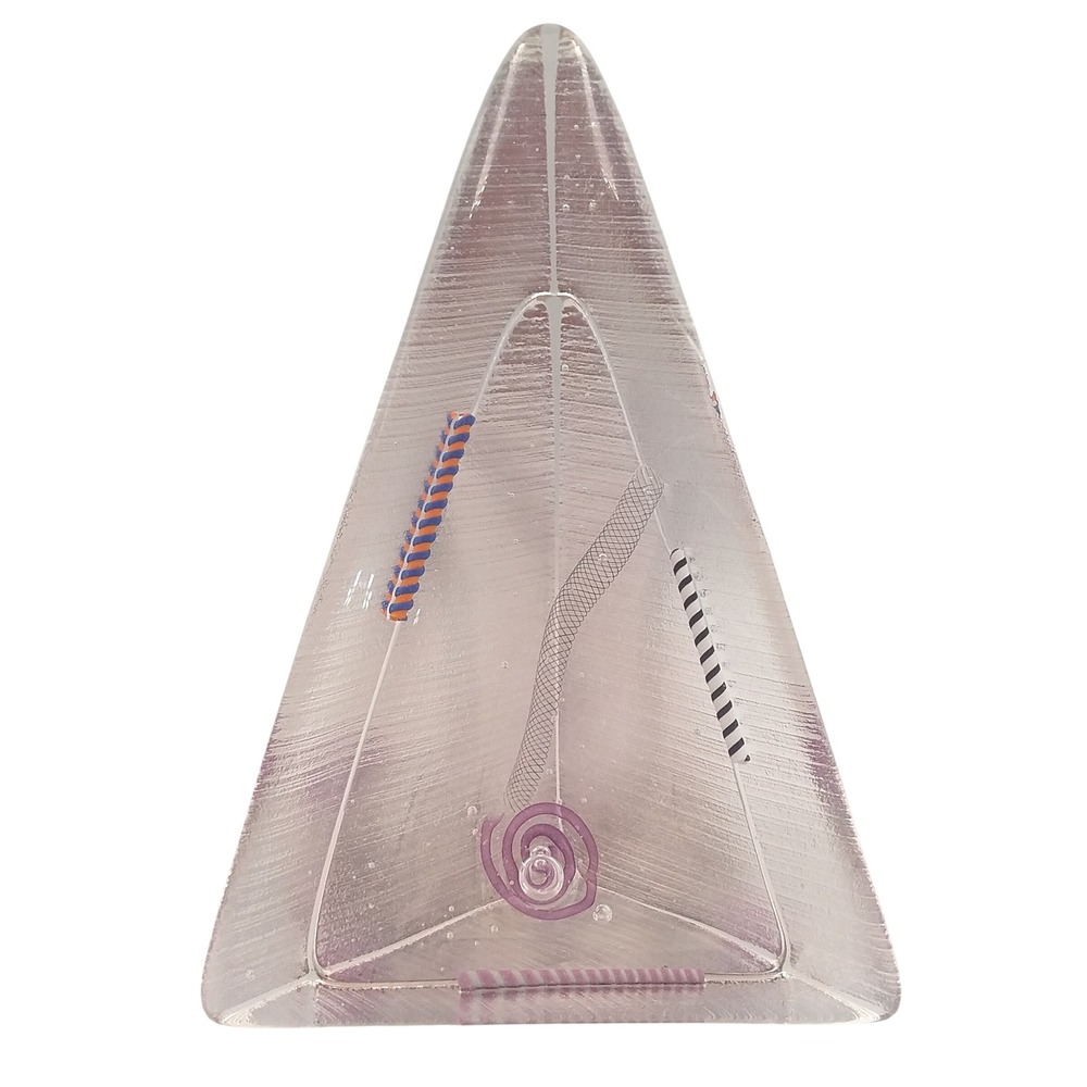 Ibex Studio Art Glass Pyramid Sculpture 1989 Vintage Postmodern Abstract HTF
